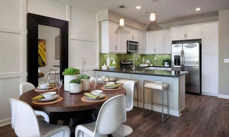 Dapur terbuka dengan meja makan, Sumber: pinterest.com