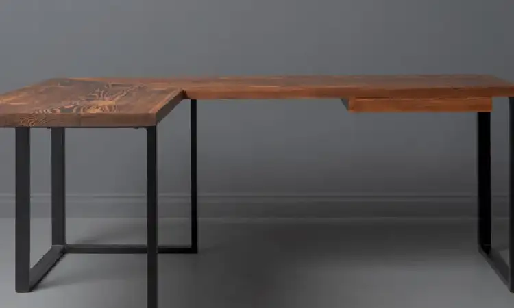 Meja kayu L shape, Sumber: parkmanwoodworks.com