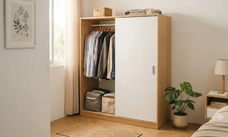 Lemari pakaian pintu sliding, Sumber: AI