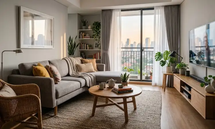 Furniture di ruang keluarga, Sumber: AI