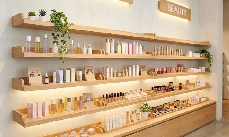 Rak display dinding, Sumber: AI